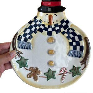 Vintage Becca Barton Holiday Christmas Snowman Cookie Plate